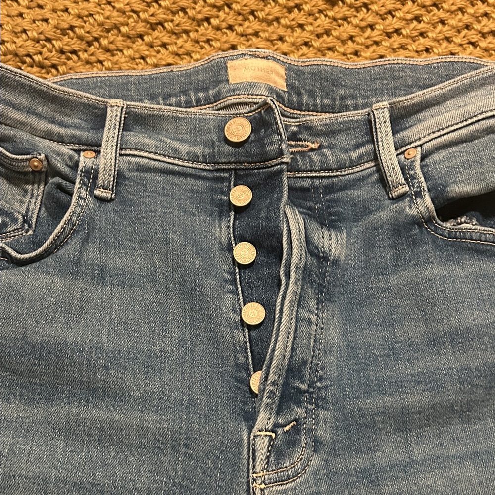 MOTHER High Rise Button-Fly Denim Jeans